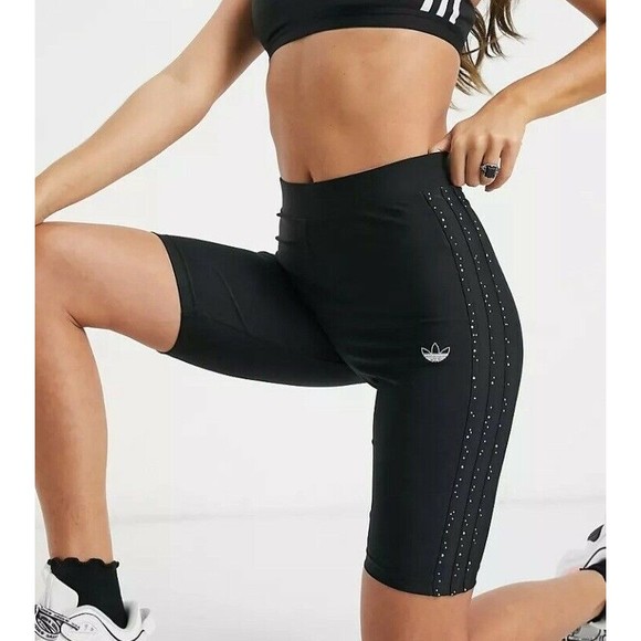 ADIDAS Originals diamante three stripe legging short in black XS - Picture 2 of 8